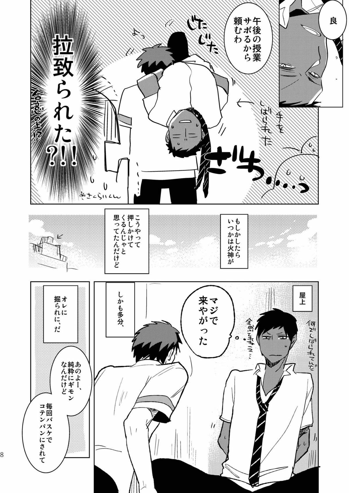 【BL漫画 黒子のバスケ】拘束されて学校の屋上に連れてこられた青峰が火神に迫られて1発だけならと男同士で交わっちゃうドキドキゲイエッチ5