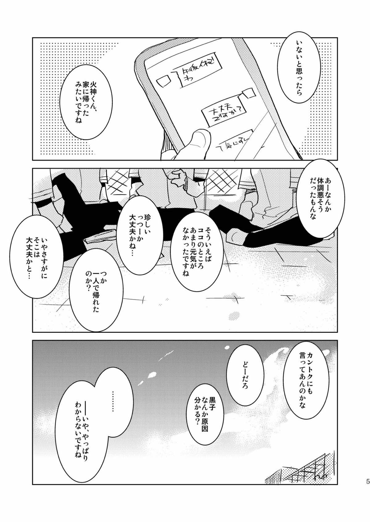 【BL漫画 黒子のバスケ】拘束されて学校の屋上に連れてこられた青峰が火神に迫られて1発だけならと男同士で交わっちゃうドキドキゲイエッチ2