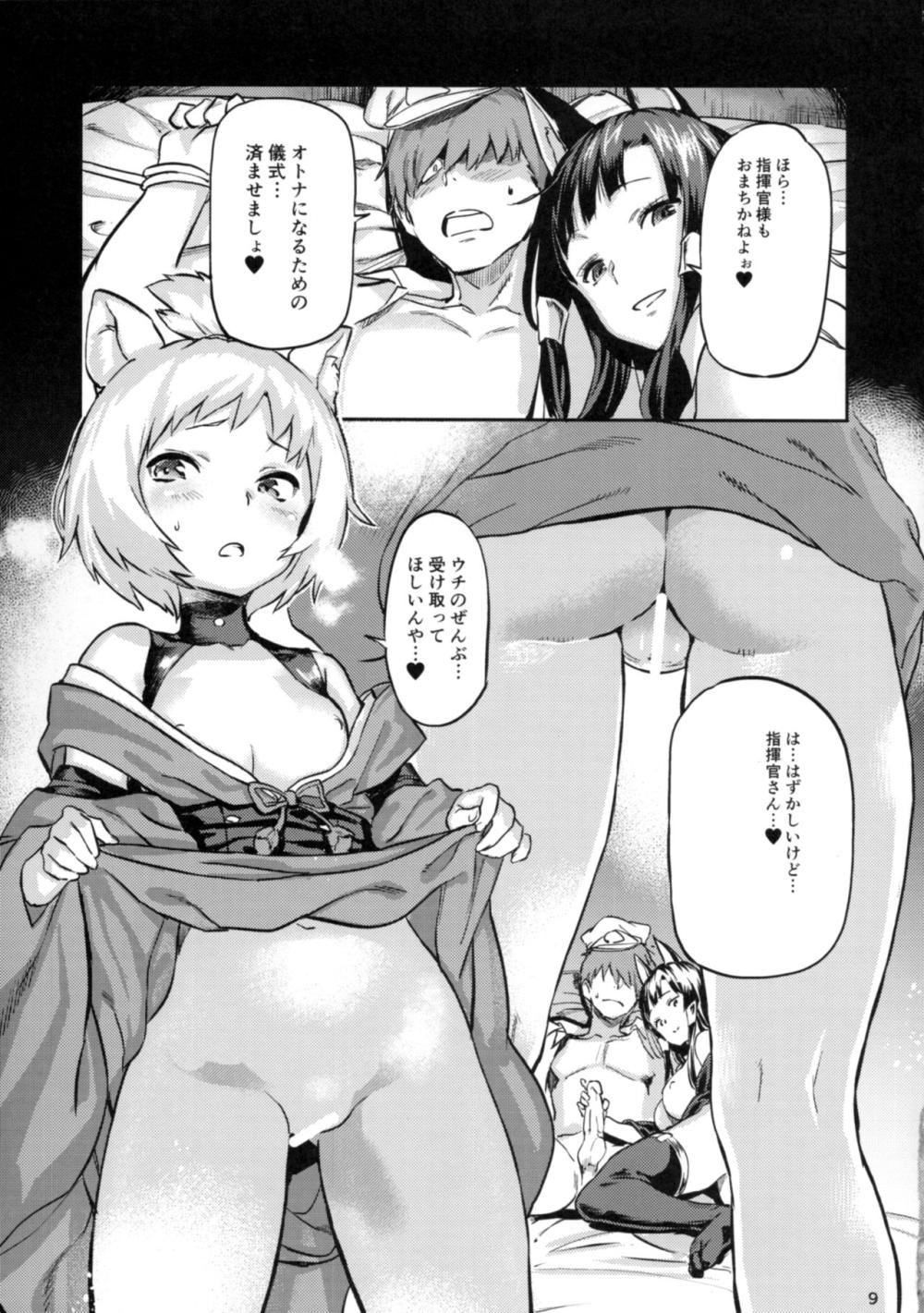 【アズールレーン】赤城と加賀に夫婦のまぐわいを教えて欲しい祥鳳が姉たちに拘束された指揮官と補助されながら激しい初体験セックス10