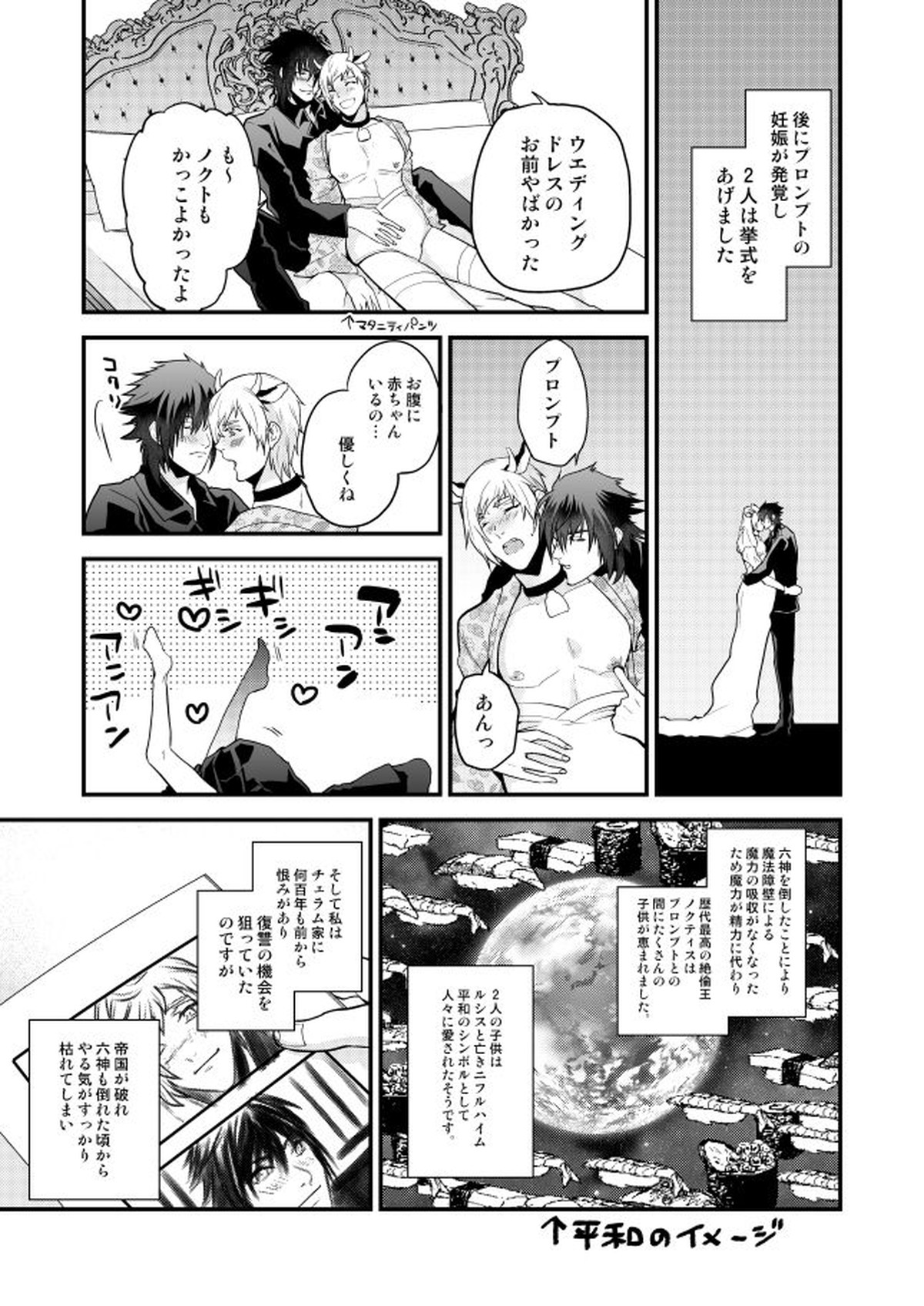 【BL漫画 FF15】ノクティスにポロポーズされてがプロンプトが促進剤を打たれて母乳を吹き出しながらラブラブボーイズラブセックス27