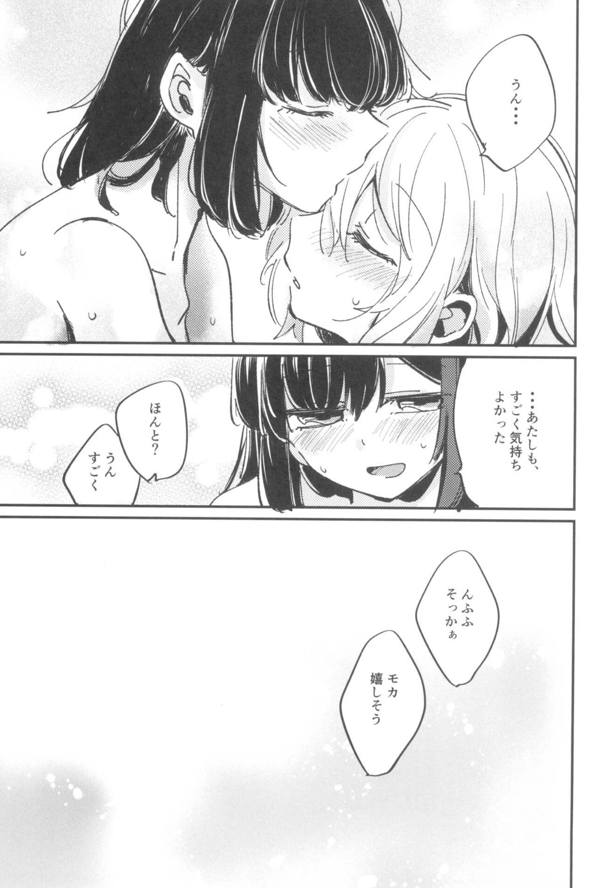 【レズ漫画 BanG Dream!】美竹蘭が青葉モカとのセックスの為に大人のおもちゃを買って気持ち良くしちゃうラブラブレズビアンエッチ22