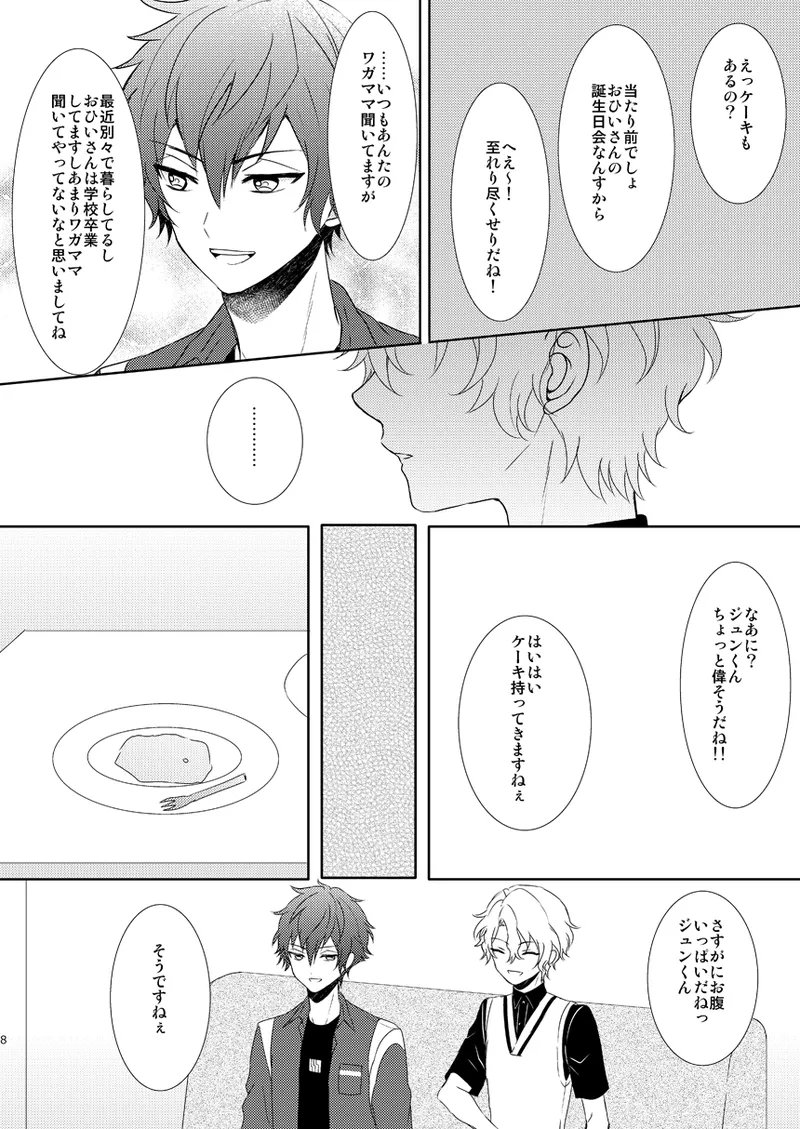 【BL漫画 あんさんぶるスターズ！】巴日和のお誕生日を部屋を借りて料理をして祝いたい漣ジュンがお互いの気持ちを伝えあっているうちに盛り上がりお祝いそっちのけでボーイズラブエッチ6