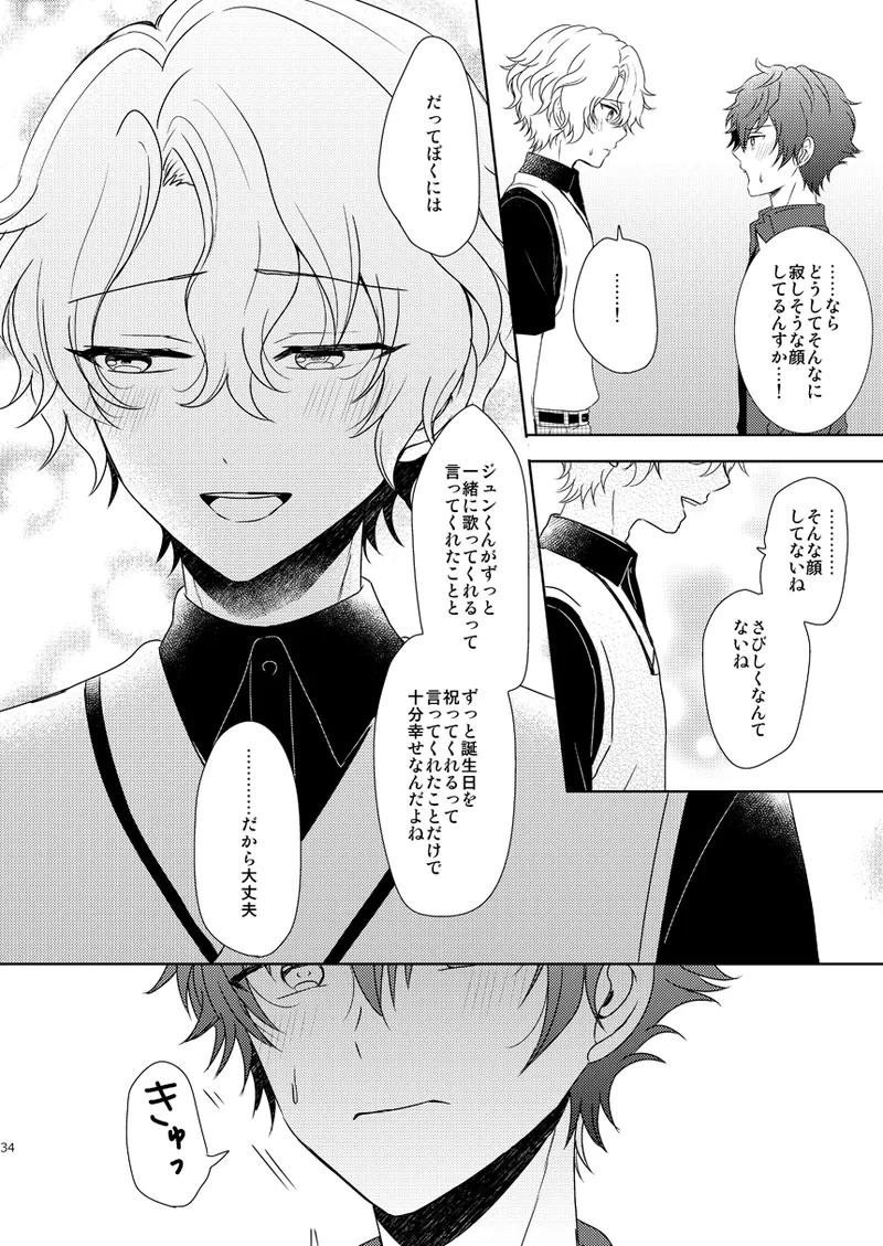 【BL漫画 あんさんぶるスターズ！】巴日和のお誕生日を部屋を借りて料理をして祝いたい漣ジュンがお互いの気持ちを伝えあっているうちに盛り上がりお祝いそっちのけでボーイズラブエッチ32