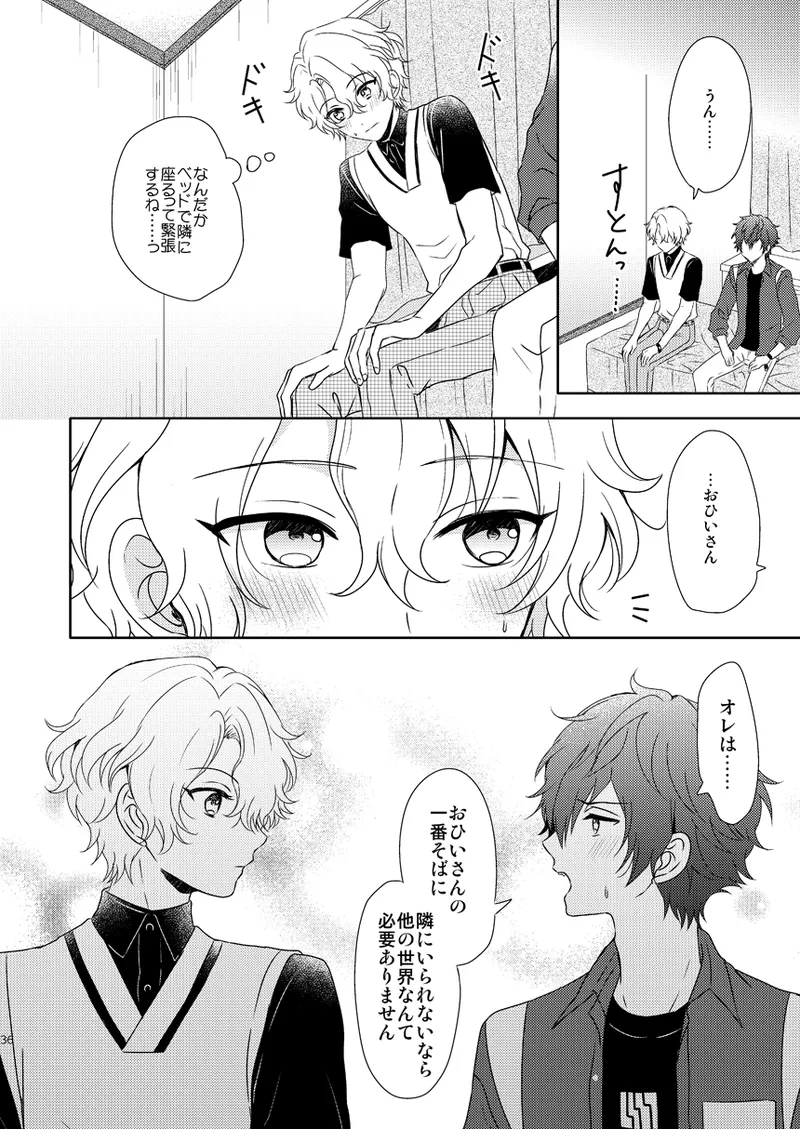 【BL漫画 あんさんぶるスターズ！】巴日和のお誕生日を部屋を借りて料理をして祝いたい漣ジュンがお互いの気持ちを伝えあっているうちに盛り上がりお祝いそっちのけでボーイズラブエッチ34