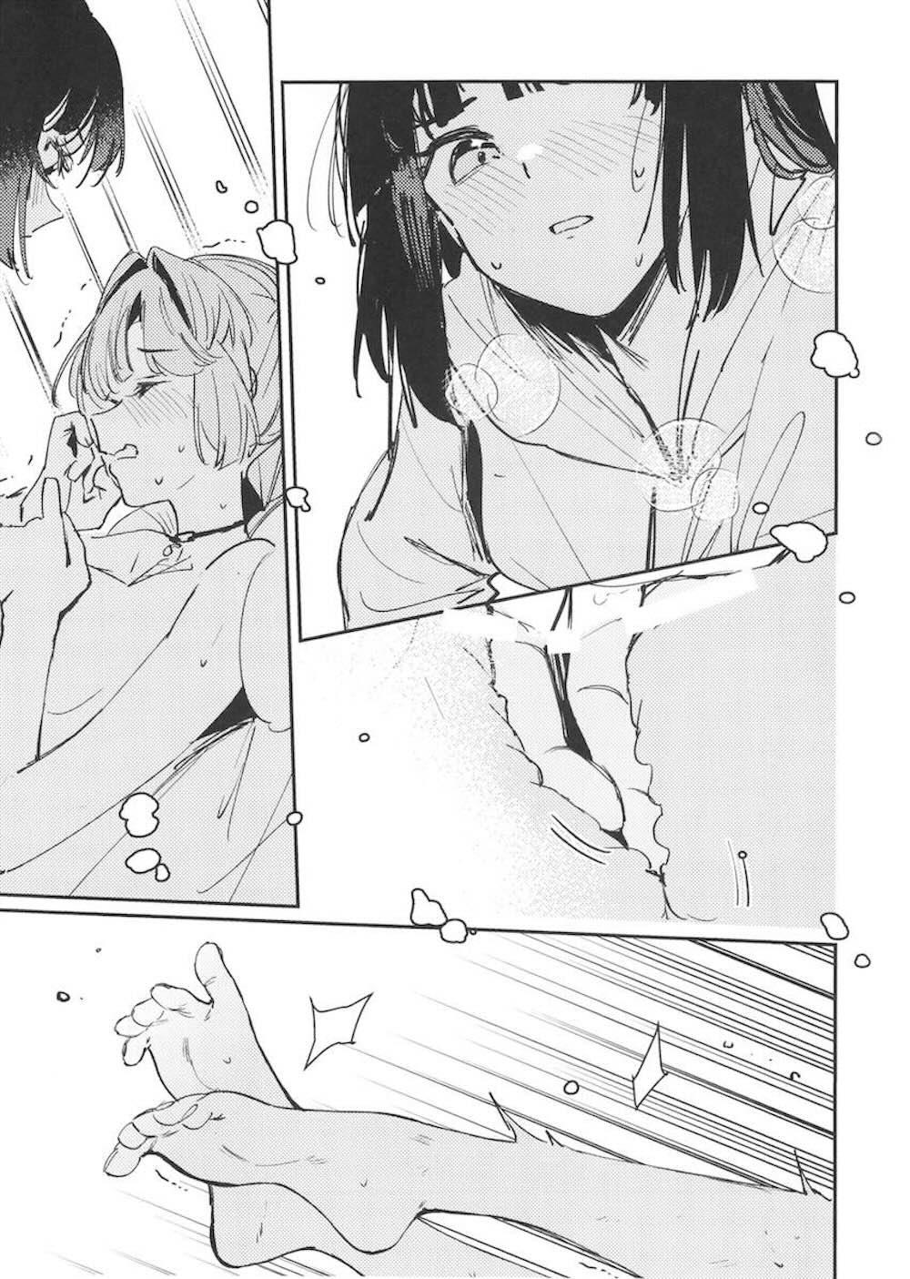 【レズ漫画 ラブライブ!蓮ノ空女学院スクールアイドルクラブ】エナドリを飲んで発情しちゃった安養寺姫芽が百生吟子におっぱいを見せながら誘惑してドキドキレズエッチ14