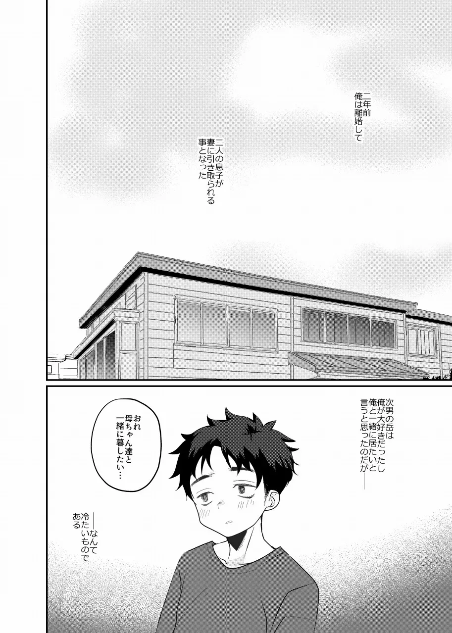 【BL漫画】離婚して離れて暮らす息子と久しぶりに会った父親が息子と一緒にお風呂に入っているうちに急接近して一線を越えちゃう禁断の近親相姦ゲイエッチ2