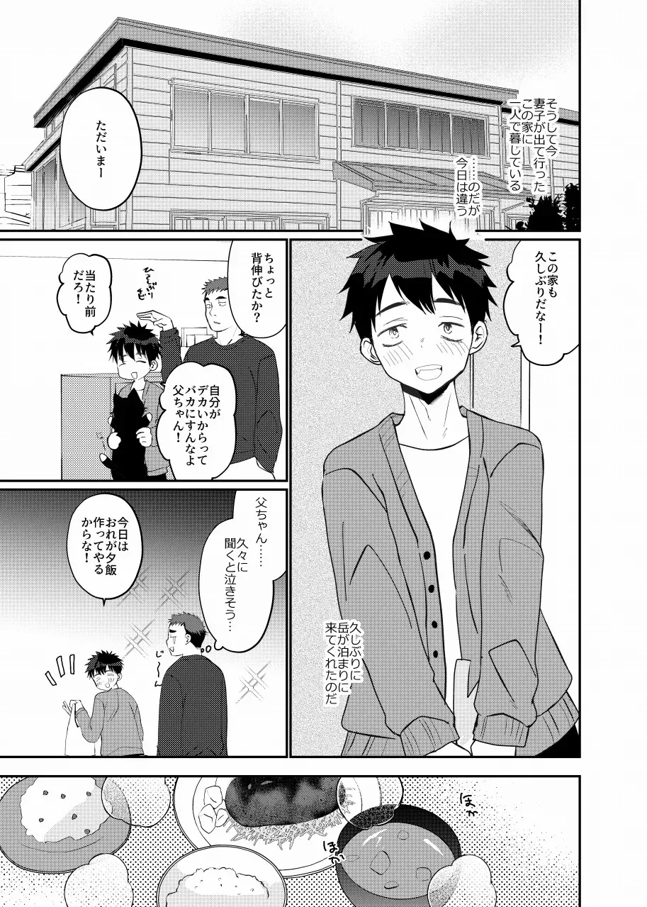 【BL漫画】離婚して離れて暮らす息子と久しぶりに会った父親が息子と一緒にお風呂に入っているうちに急接近して一線を越えちゃう禁断の近親相姦ゲイエッチ3