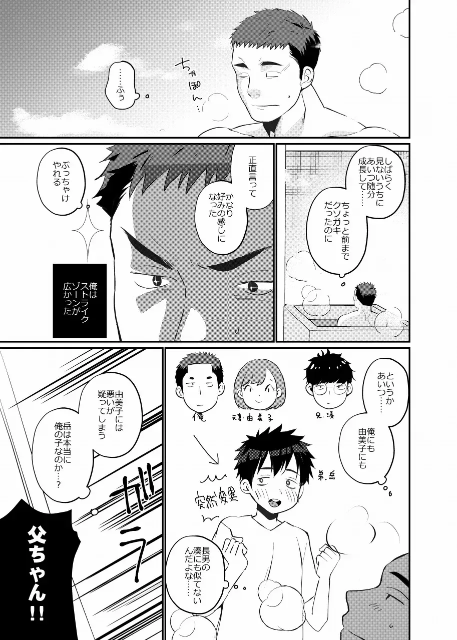 【BL漫画】離婚して離れて暮らす息子と久しぶりに会った父親が息子と一緒にお風呂に入っているうちに急接近して一線を越えちゃう禁断の近親相姦ゲイエッチ5