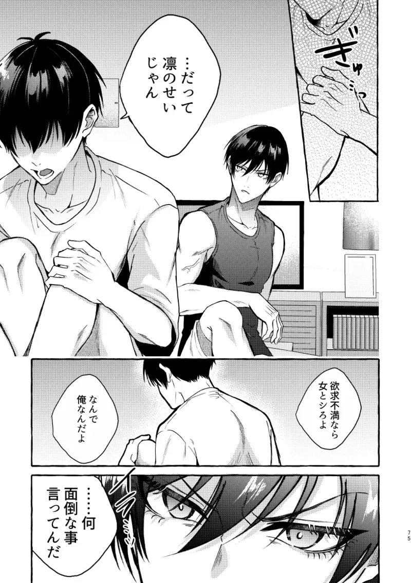 【BL漫画 ブルーロック】初体験を糸師凛に奪われた潔世一が未来の付き合っている自分たちと会ってしまい相手を交換して嫉妬させ合う時空を超えたボーイズラブエッチ73