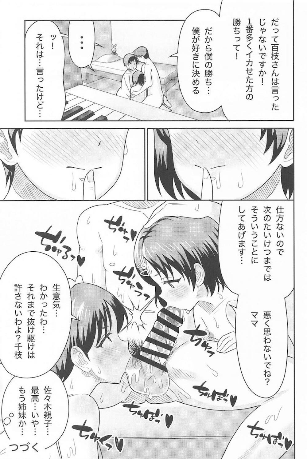 【THE IDOLM@STER CINDERELLA GIRLS】プロデューサーとキスしているところをママに見られてしまった佐々木千枝がママとプロデューサーを取り合うバトル3エッチ40