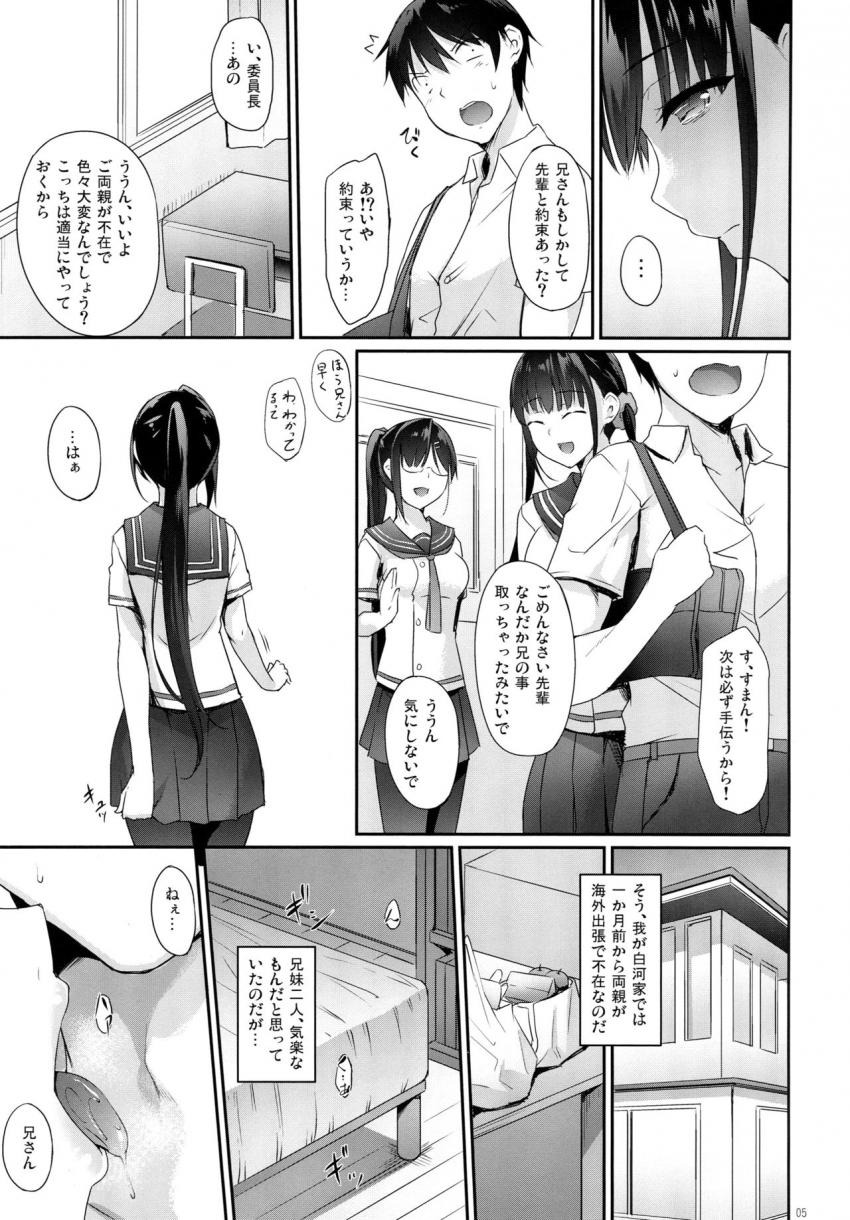 過剰なまでに兄を慕う才色兼備な女子校生の可愛い妹が兄の性欲を管理して近親相姦に抵抗を感じないまま処女を捧げちゃうラブラブ禁断セックス4