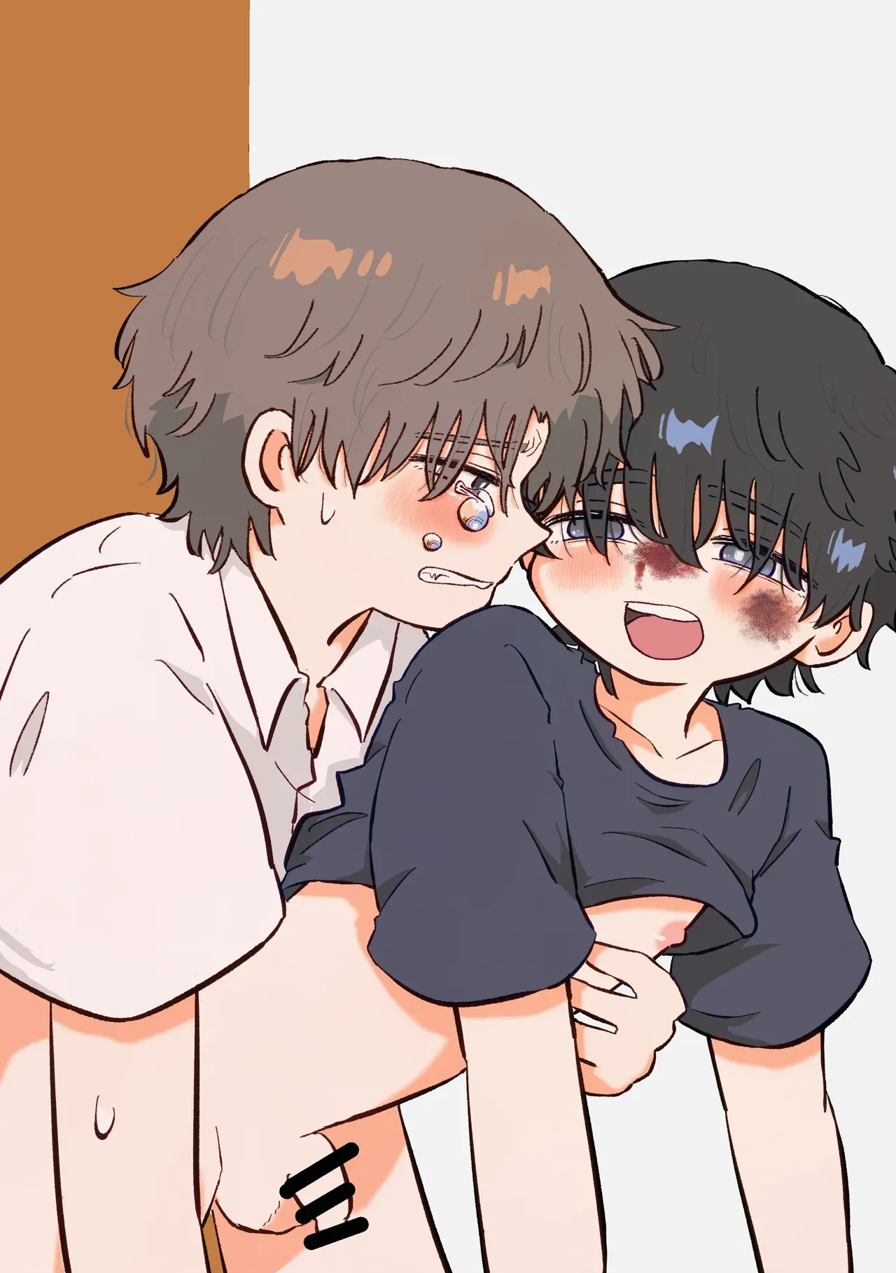 【BL漫画】いつも通り日常を送っていたショタ男子学生が酷い性的ないじめを受ける同級生の幼馴染に強引に迫って関係を持っちゃう禁断のボーイズラブエッチ2