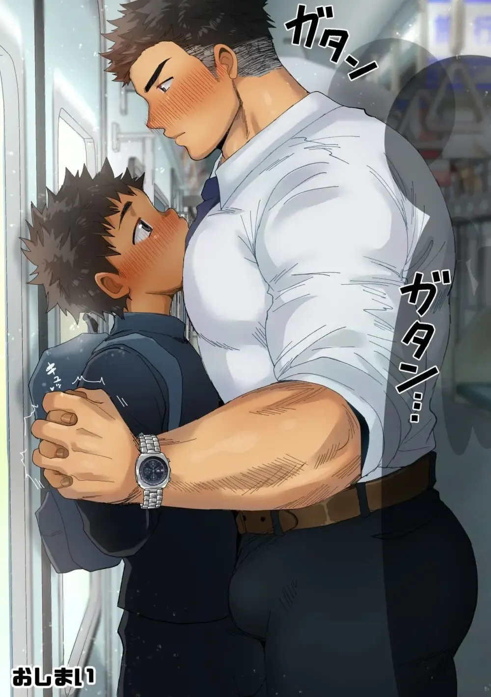 【BL漫画】年上好きで好奇心旺盛な男子学生がAVに出ていたサラリーマンのマッチョお兄さんと会ってしまい我慢できずにフェラで求めちゃうボーイズラブエッチ53