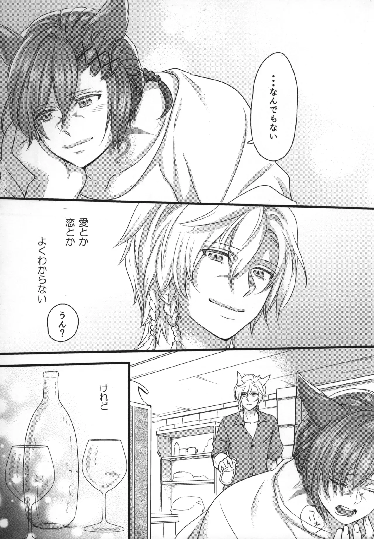 【BL漫画 ファイナルファンタジー】光の戦士とラハが二人でお酒を飲んでいるうちに気持ちを抑えきることができずに求め合っちゃうボーイズラブエッチ29