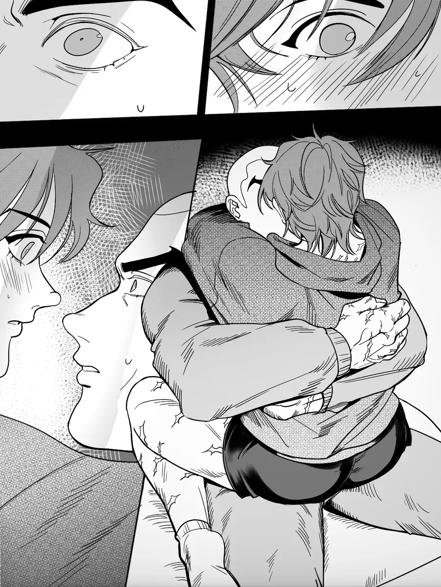 【BL漫画 グラップラー刃牙】家で一緒にお酒を飲むジャック・ハンマーと範馬刃牙が酔った勢いでキスをしてしまい一線を越えちゃう近親ボーイズラブエッチ11