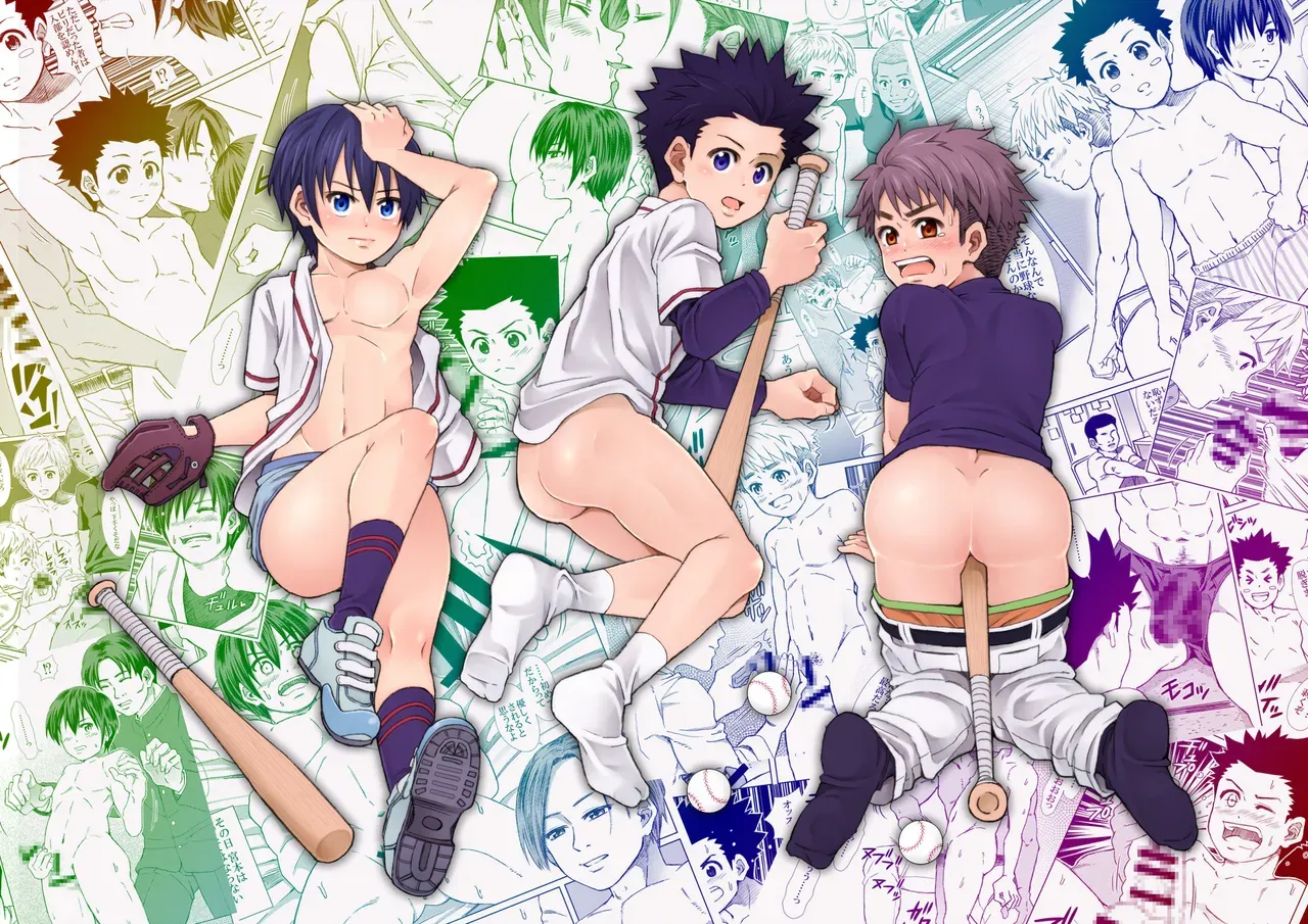 【BL漫画】野球部に入部しようと部室にやってきた新入生の男子生徒3人が入部テストで服を脱がされ恥じらいながらも部員たちの命令に従うボーイズラブエッチ50