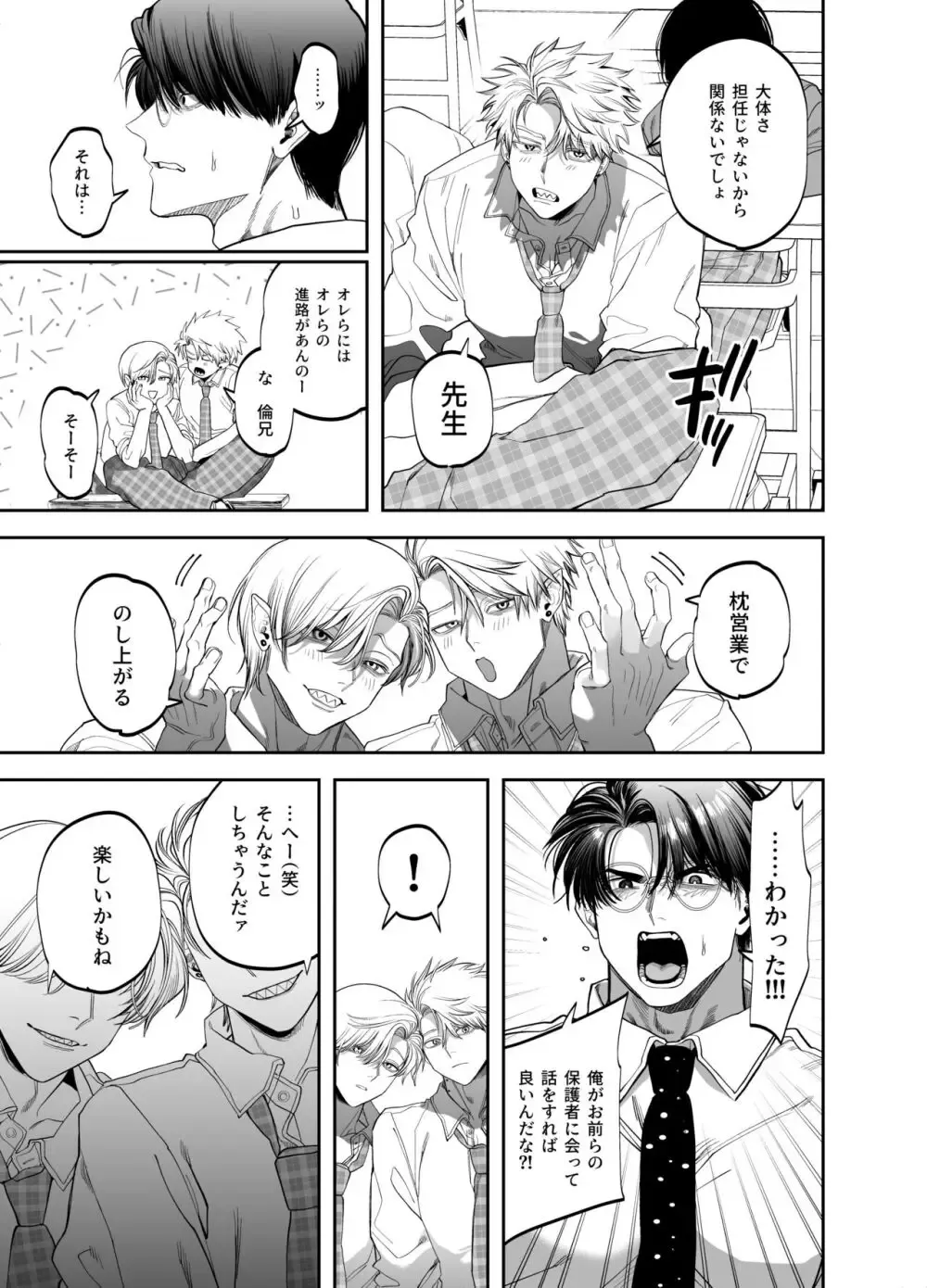 【BL漫画】大学受験に何度も落ち辛い学生時代を送ってきた英語教師が倫理がぶっこわれた兄弟に無理やり犯されてマゾ気質を気づかされちゃうボーイズラブエッチ7