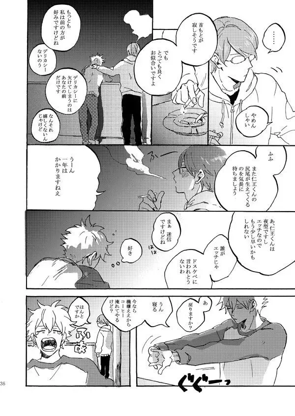 【BL漫画 テニスの王子様】柳生比呂士と仁王雅治が緊張して恥ずかしがりながらも密着してお互いの気持ちを伝えあうボーイズラブエッチ34