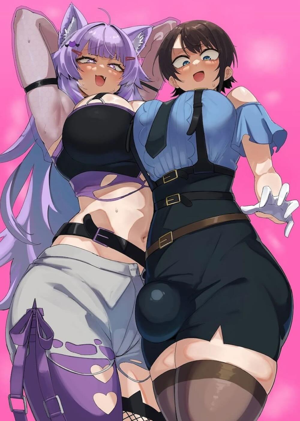 【ホロライブ】遅刻している大空スバルを心配して様子を見に家に行った猫又おかゆがオチンチンがが生えて性欲の権化と化したスバルに襲いかかられちゃうフタナリエッチ35