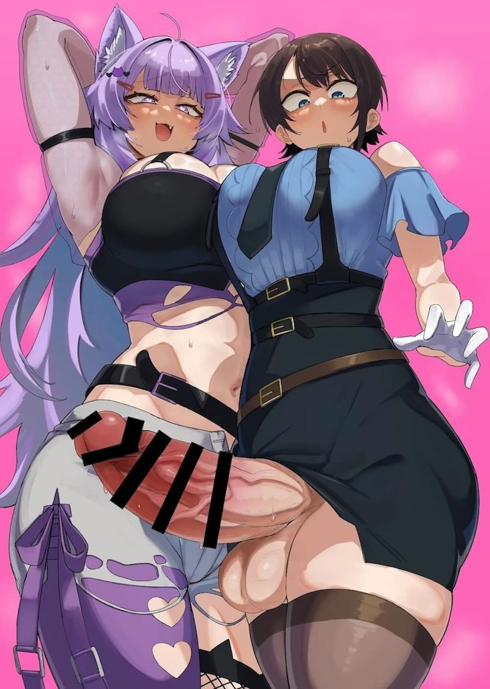 【ホロライブ】遅刻している大空スバルを心配して様子を見に家に行った猫又おかゆがオチンチンがが生えて性欲の権化と化したスバルに襲いかかられちゃうフタナリエッチ36