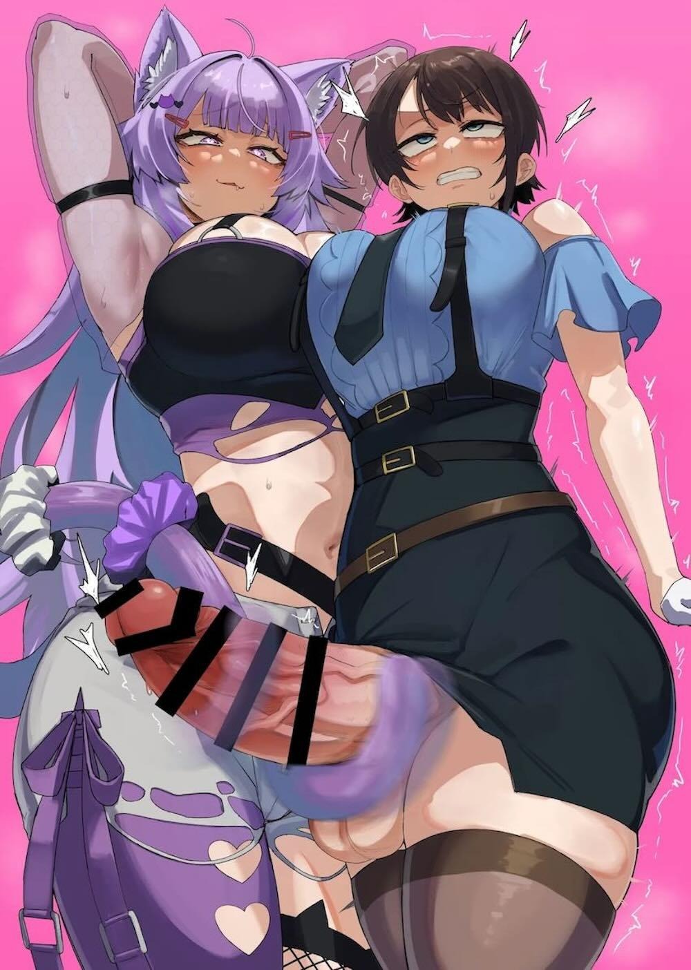 【ホロライブ】遅刻している大空スバルを心配して様子を見に家に行った猫又おかゆがオチンチンがが生えて性欲の権化と化したスバルに襲いかかられちゃうフタナリエッチ38