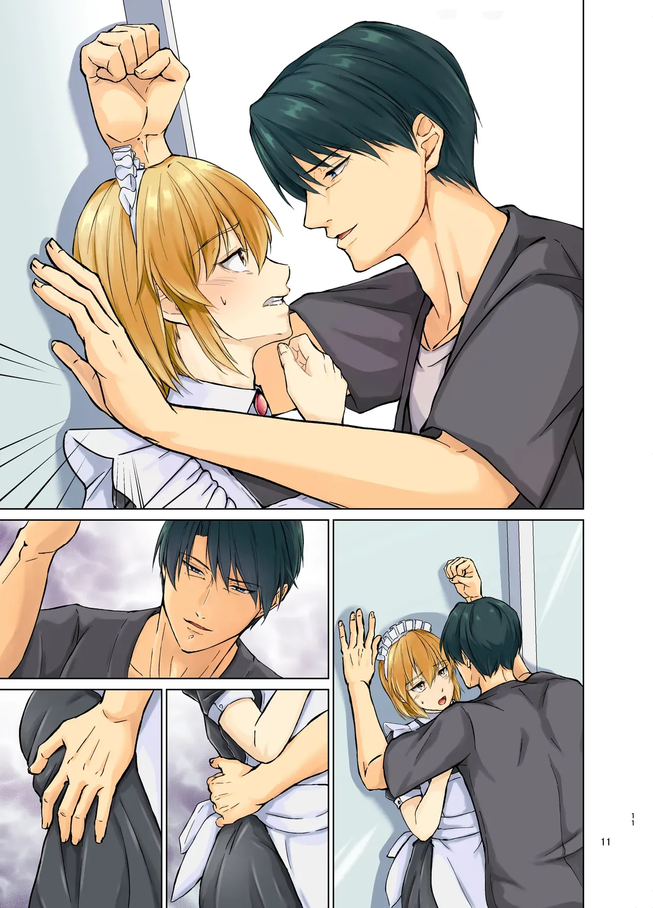 【BL漫画】お父様の思いつきに振り回されるスレンダーイケメン男子がクラシカルなメイド服で家事をさせられているだけで焦らされてしまい欲求不満から求めちゃうボーイズラブエッチ51