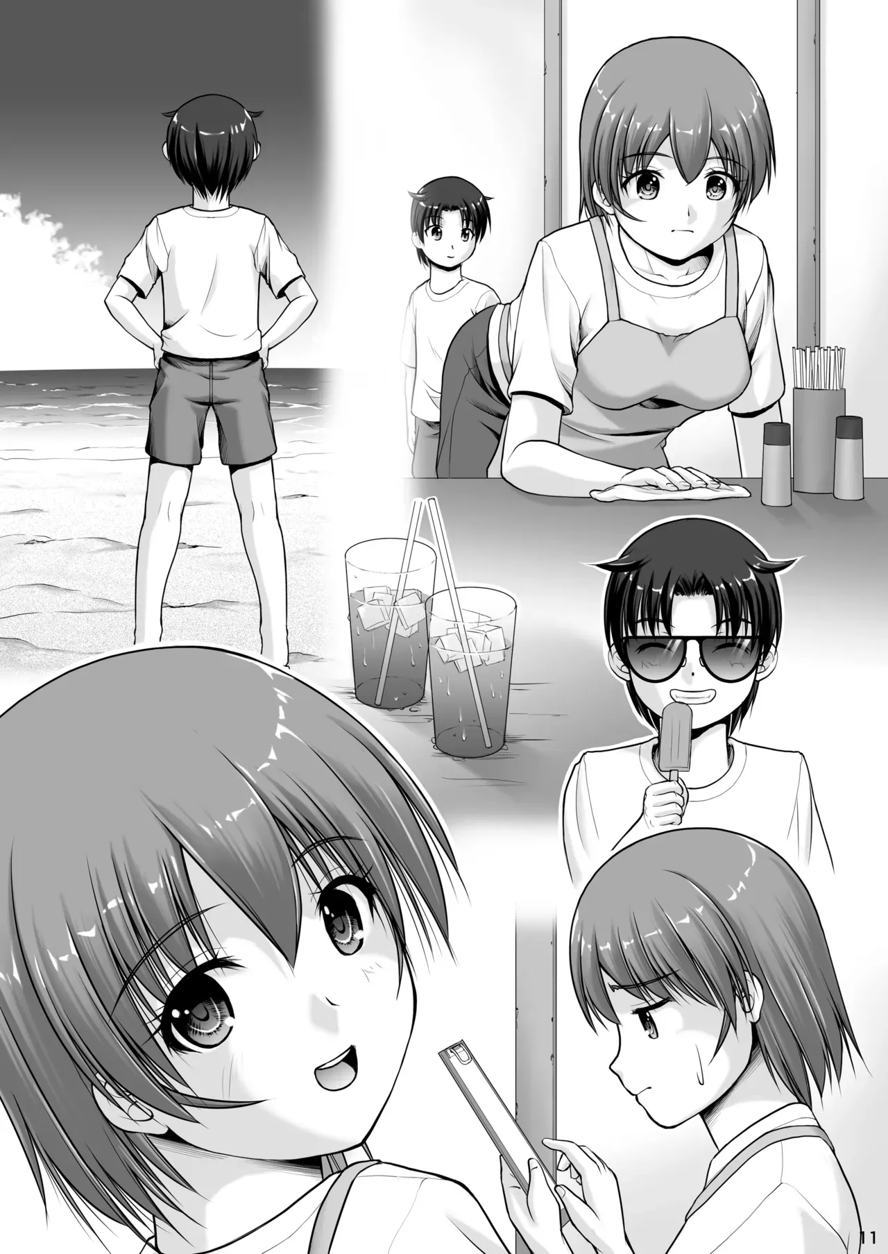 実家の海の家を手伝う少年がアルバイトにやってきた美人お姉さんのトイレを覗いて恋に落ちちゃう思春期ストーリー11