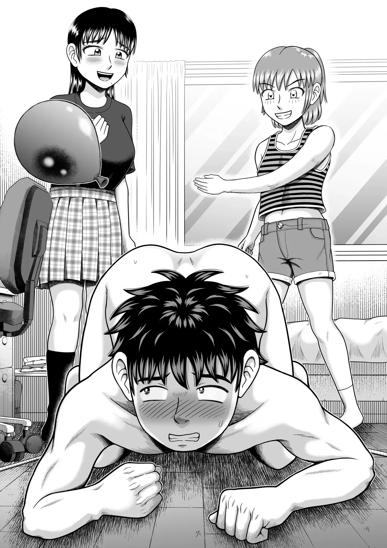 授業中におっぱいを見てることを指摘された男子学生が同じクラスの女子にちんこを見せるように要求され恥辱を受けちゃう羞恥プレイ60